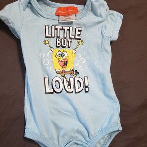 SpongeBob Diaper Shirt Blue 0-3 Month Nickelodeon Little But Loud Snap Closure